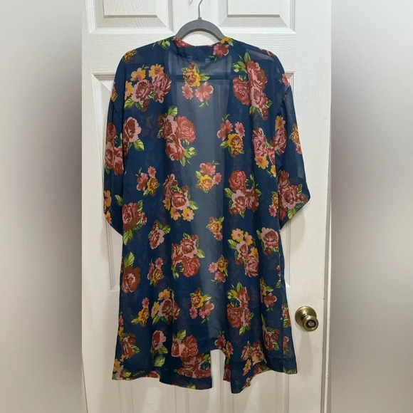 Matilda Jane Kimono Topper Blue Floral Sheer Watch The Sunrise Boho Size M/L - Picture 3 of 8